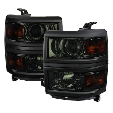 Spec-D Tuning Chevrolet Silverado Projector Headlight With Amber Corners 2014-2015 2LHP-SIV14G-BK-GO